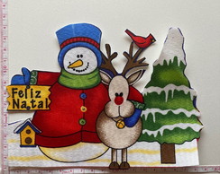 Patch Aplique Termocolante Boneco de Neve com Rena