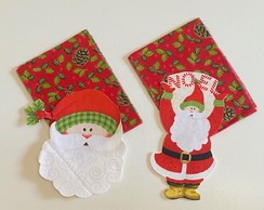 2 Kit Barra + Patch Aplique para 2 Panos de Prato Natal #26
