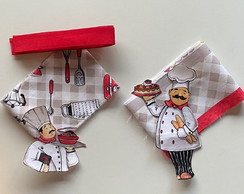 2 Kits Barra + Patch Aplique para Pano de Prato Chef Coz #18