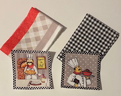 2 Kits Barra + Patch Aplique para Pano de Prato Chef Coz #15
