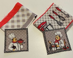 2 Kits Barra + Patch Aplique para 2 Panos Prato Chef Coz #5