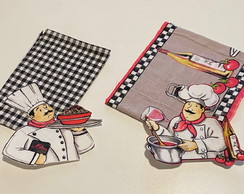 2 Kit Barra + Patch Aplique para 2 Pano de Prato Chef Coz #6