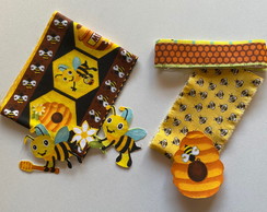 2 Kits Barra + Patch Aplique para Pano Prato Abelhinha #14