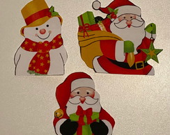 3 Patch Aplique Termocolante Boneco de Neve e Papai Noel