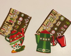 2 Kits Barra + Patch Aplique para Pano de Prato Café #37