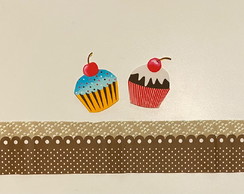 2 Kits Barra + Patch Aplique para Pano de Prato Cupcakes #40
