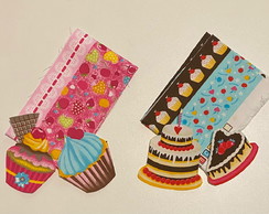 2 Kits Barra + Patch Aplique para Pano de Prato Cupcakes #39