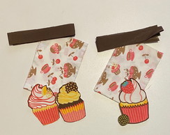 2 Kits Barra + Patch Aplique para Pano de Prato Cupcakes #35
