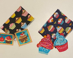 2 Kits Barra + Patch Aplique para Pano de Prato Cupcakes #43