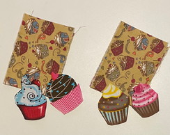 2 Kits Barra + Patch Aplique para Pano de Prato Cupcakes #30