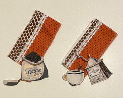 2 Kits Barra + Patch Aplique para Pano de Prato Café #11