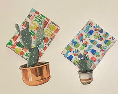 2 Kits Barra + Patch Aplique para Pano de Prato Cactos #8