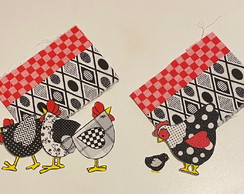 2 Kits Barra + Patch Aplique para Pano Prato Galinha #62