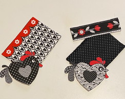 2 Kits Barra + Patch Aplique para Pano Prato Galinha #15