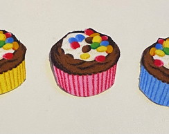 3 Patch Aplique Termocolante Cupcakes com Confeti