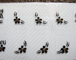 Flores e borboleta em preto Cod.059