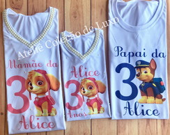 Camisetas da Skye Mamae, Papai e Aniversariante