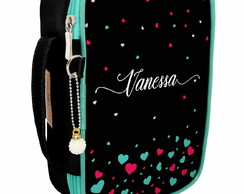 Estojo Box Grande 100 Pens Personalizado Coraçõezinhos