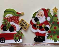Patch Aplique Termocolante Papai Noel e Boneco de Neve