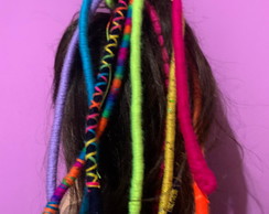 Apliques Dread Linha Cabelo - Kit com 10 Cores Rainbow