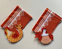 2 Kits Barra + Patch Aplique para Pano Prato Galinha #19