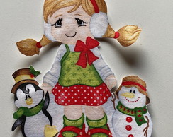 Patch Aplique Termocolante Boneca Pinguim e Boneco Neve