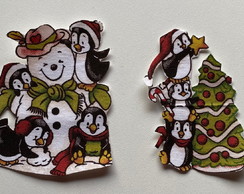 Patch Aplique Termocolante Bonecos de Neve e Pinguins