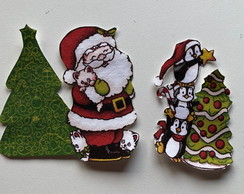 Patch Aplique Termocolante Papai Noel e Pinguins
