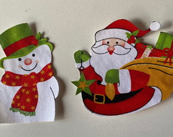 Patch Aplique Termocolante Papai Noel e Boneco de Neve