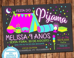 Convite Festa do Pijama Neon Aniversário Neon Digital