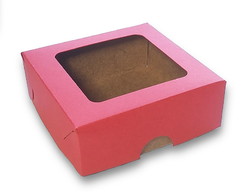 50 Caixas com visor tamanho 8x8 vermelha 250g fundo Kraft