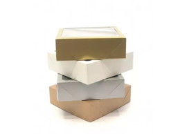 20 Caixas com Visor 25x25x6.5 Cor Kraft Branca Ouro ou Prata