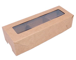 50 Caixas kraft 11x4 com visor, com 150 forminhas para doces