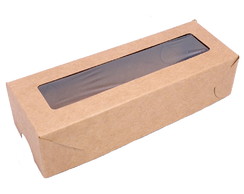 50 Caixas tamanho 11x4 com visor, embalagens em papel kraft