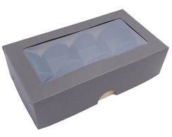 50 Caixas tamanho 15x8 P/ 8 Doces Com Visor e 400 Forminhas