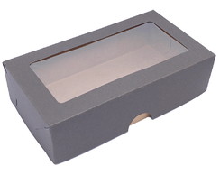 50 Caixas tamanho 15x8 com visor em bopp, cor marrom