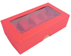 50 Caixas tamanho 15x8 P/ 8 Doces Com Visor e 400 Forminhas