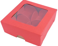 50 Caixas 8x8 com visor, fundo Kraft 250g c/ 200 Forminhas