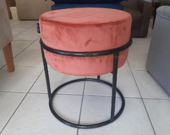 Puff Argola no Veludo Terracota