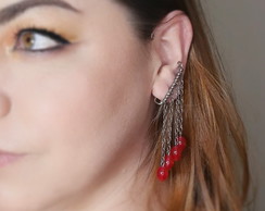 Earcuff / Orelha Elfo / fada- Gotas Vermelhas