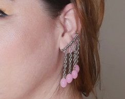 Earcuff / Orelha Elfo / fada- Gotas Rosas