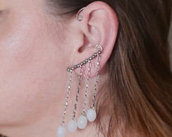 Earcuff / Orelha Elfo / fada- Gotas Brancas