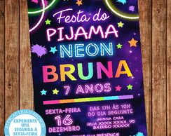 Convite Festa do Pijama Neon Aniversário Balada Digital