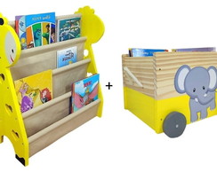 Kit Organizadores, Caixa Toy Box + Rack Para Livros Infantil