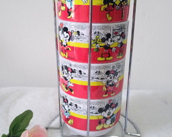 Kit com 4 Xícaras com Suporte - Mickey e Minnie