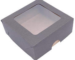 50 Caixas com visor tamanho 8x8 marrom 250g fundo Kraft