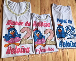 Camisetas da Galinha Pintadinha Rosa de Pérolas