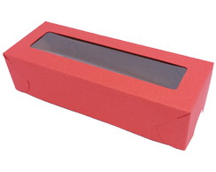 50 Caixas tamanho 11x4 com visor, papel vermelho fundo kraft