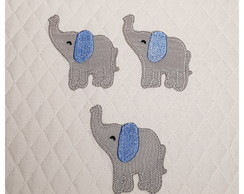 Patch Aplique Elefante Cinza/Azul 3 un - P. Entrega
