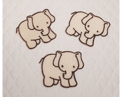 Patch Aplique Elefante Bege 3 un - P. Entrega